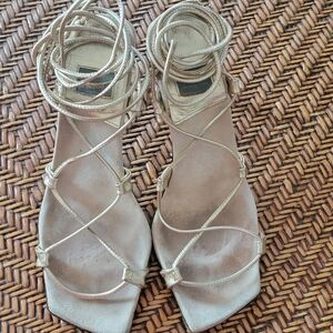 Goffredo Fantini Gold Leather Strappy Heeled Sandals